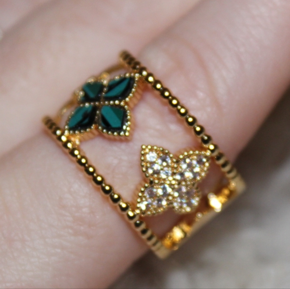 Petal Aura Adjustable Ring – Gold Meadow Petal - Picture 3 of 4